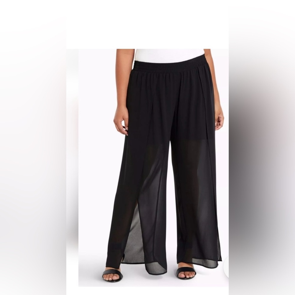Torrid Black Wide Leg Chiffon Side Split Pants for Versatile Wear
